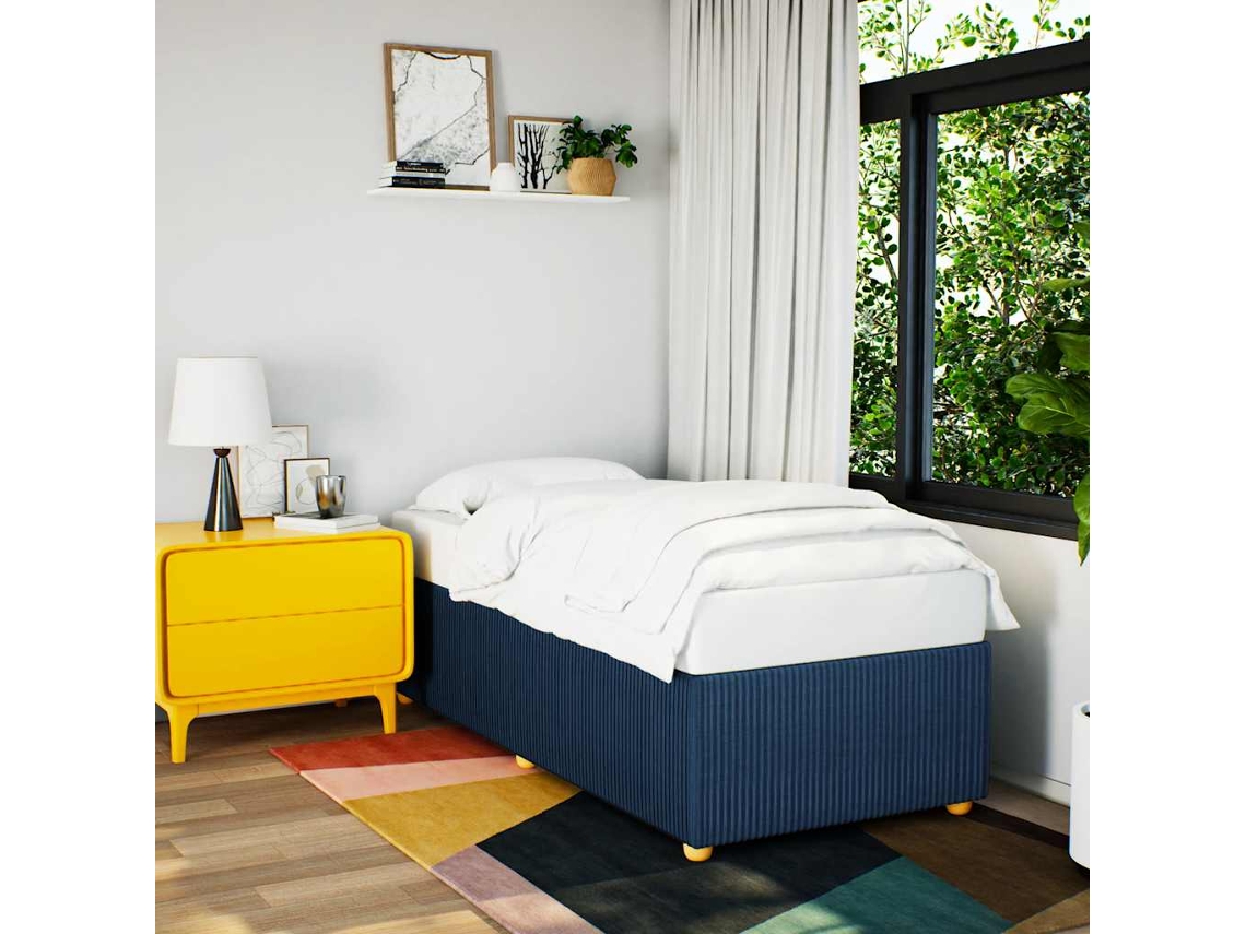 Estructura De Cama Sin Colchón Tela Azul 80x200 Cm