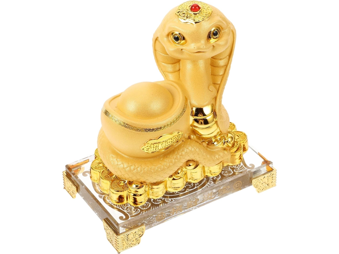 Figura Serpiente Zodiaco Chino 2025 Resina Dorada, Símbolo Prosperidad,
