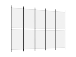 Biombo divisor de ambientes, 5 paneles, 250 x 180 cm, tela blanca y planchado, Dec030946