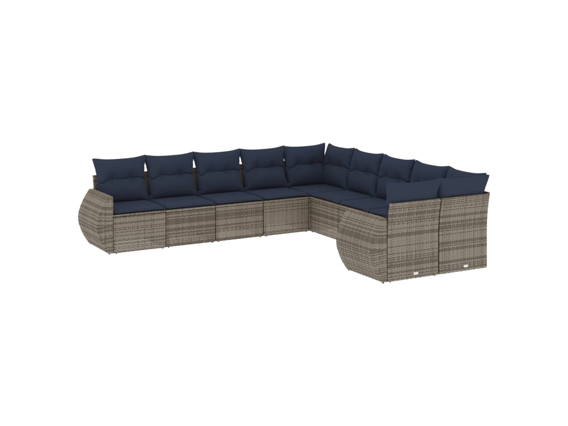 Maison Exclusive - Conjunto De Sofá De Jardín De 10 Piezas Con Cojines, Poliratán Gris