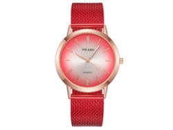 Reloj De Cuarzo Yolako Para Mujer Con Correa De Plástico Y Esfera Con Pedrería (rojo)
