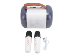 Máquina De Karaoke Portátil Con 2 Micrófonos Inalámbricos, Bluetooth 5.3, Luz Rgb, Para Niños Y Adultos, Color Blanco.