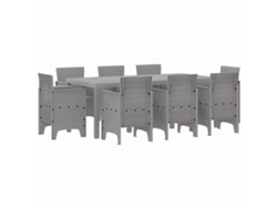 Maison Exclusive - Conjunto De Comedor De Jardín 9 Pcs Gris Claro Polipropileno