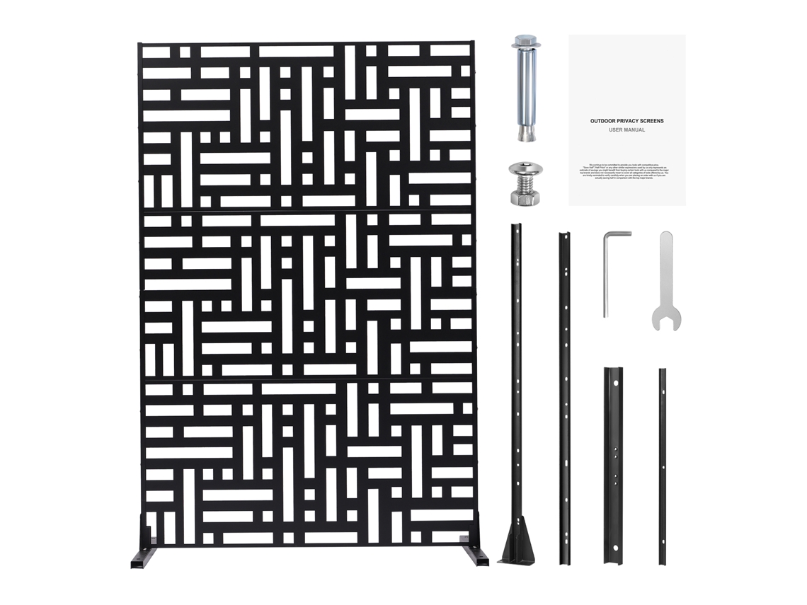 Mampara metálica Succebuy para privacidad, 120 x 193 cm, color negro