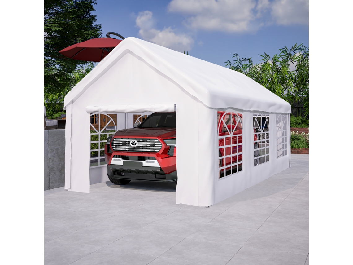 Carpa Garaje Cochera 3x6 M Resistente Invierno, Puerta Enrollable, Para Coches Suv Camiones, Paneles Desmontables