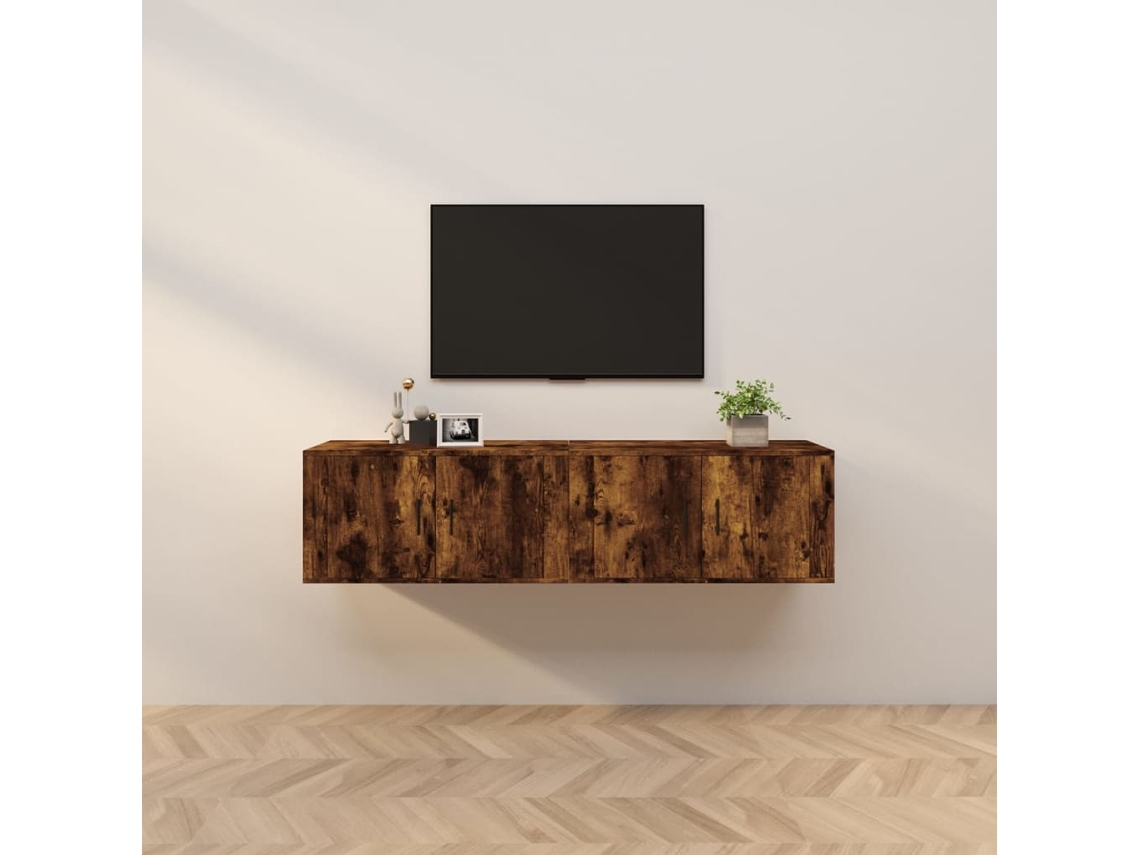 Estantería/Muebles de TV de Pared 2 Pzs 80X34,5X40 Cm Roble Ahumado