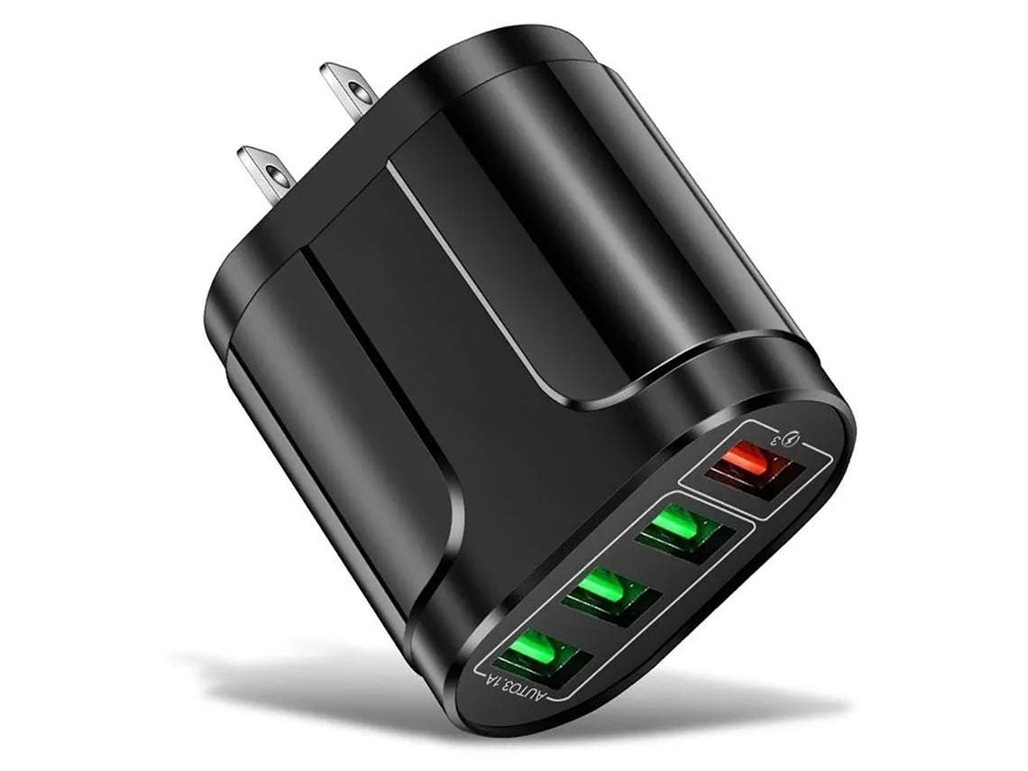 Cargador Usb De 4 Puertos De Carga Rápida, Bloque De Energía Ignífugo Y Retardante De Llama