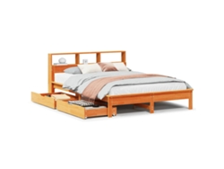 Maison Exclusive - Cama Con Estantería Sin Colchón Madera Maciza Marrón 140x190 Cm