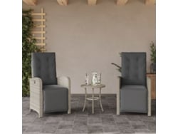 Sillas de jardín reclinables de 2 piezas con reposapiés DKD Home Decor en gris claro