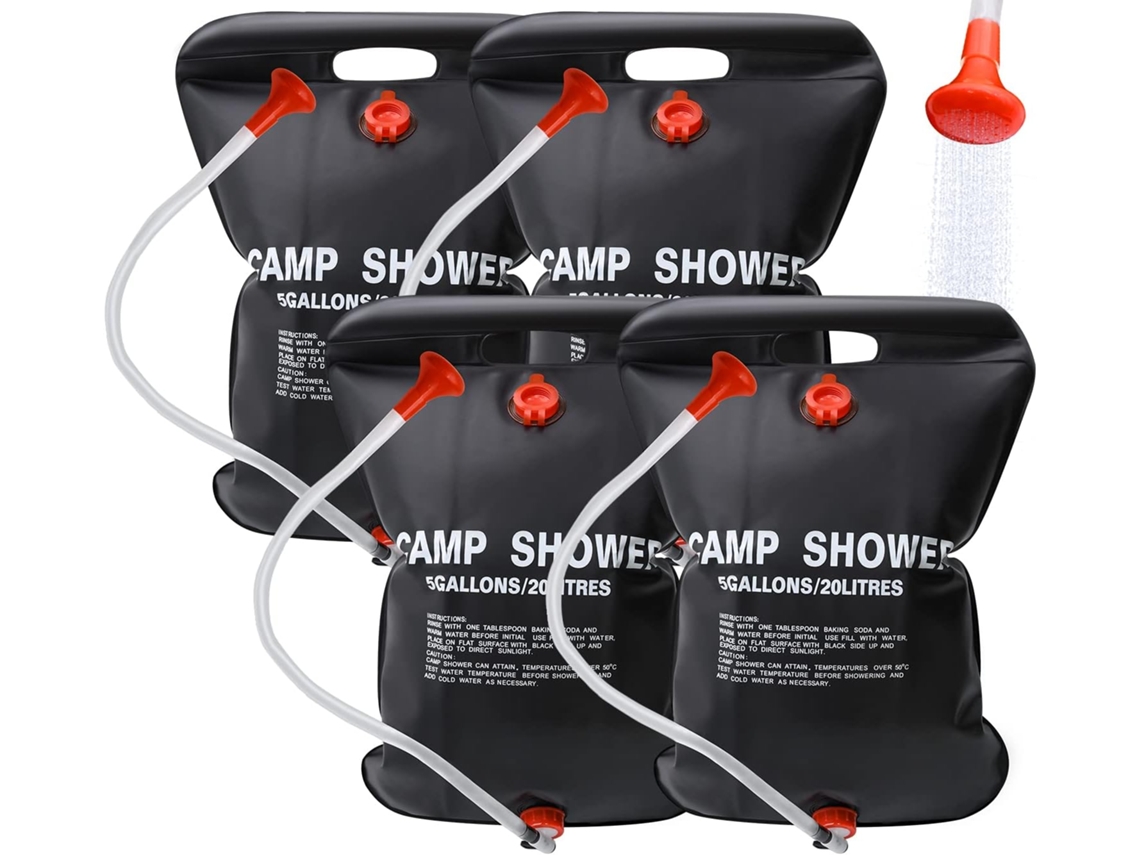 Bolsa de ducha solar de 4 piezas, bolsa portátil de 20 l para almacenar agua al aire libre con termómetro para viajes y camping Cuich