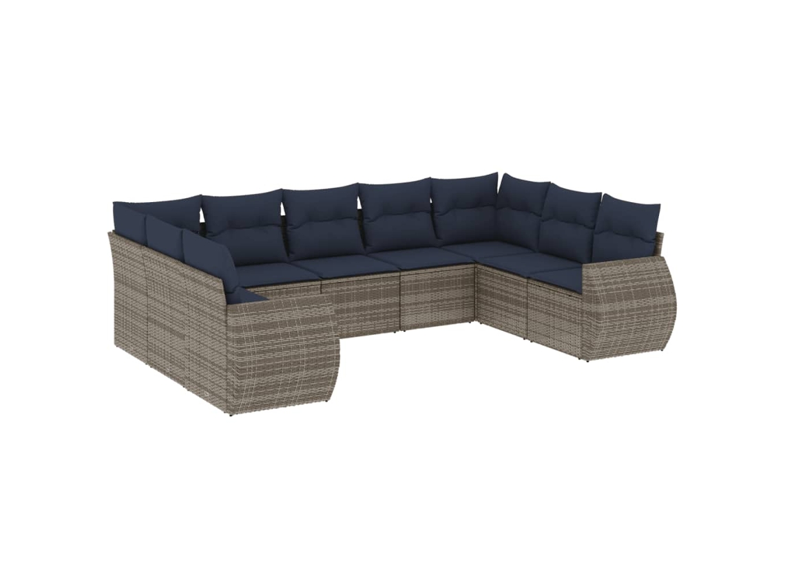 Maison Exclusive - Conjunto De Sofá De Jardín De 9 Piezas Con Cojines, Poliratán Gris
