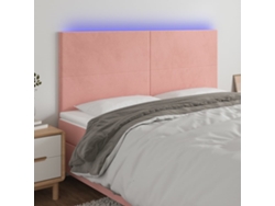 Cabecero Con Luces Led Terciopelo Rosa 180x5x118/128 Cm