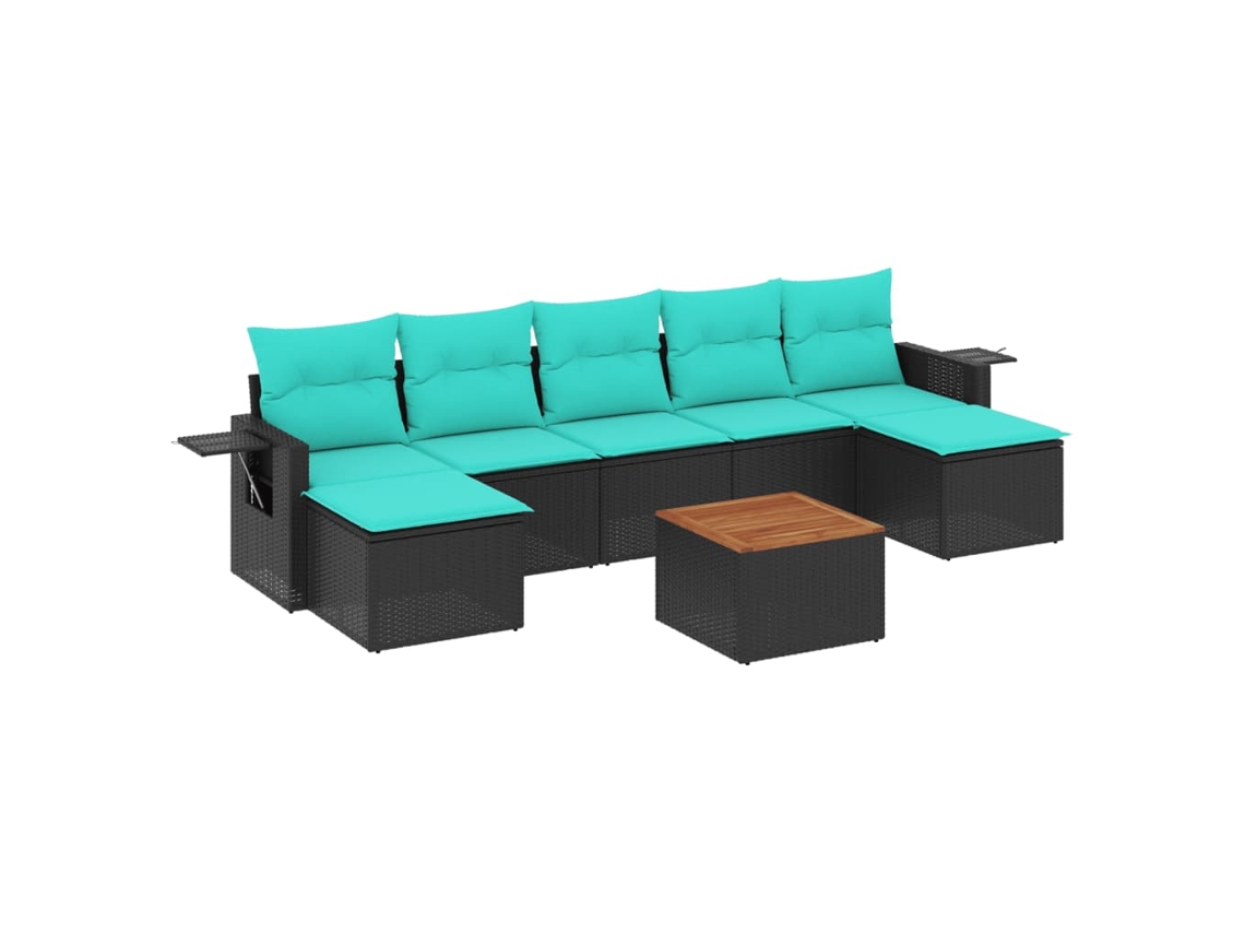 Maison Exclusive - Conjunto De Sofá De Jardín De 8 Piezas Con Cojines, De Poliratán Negro