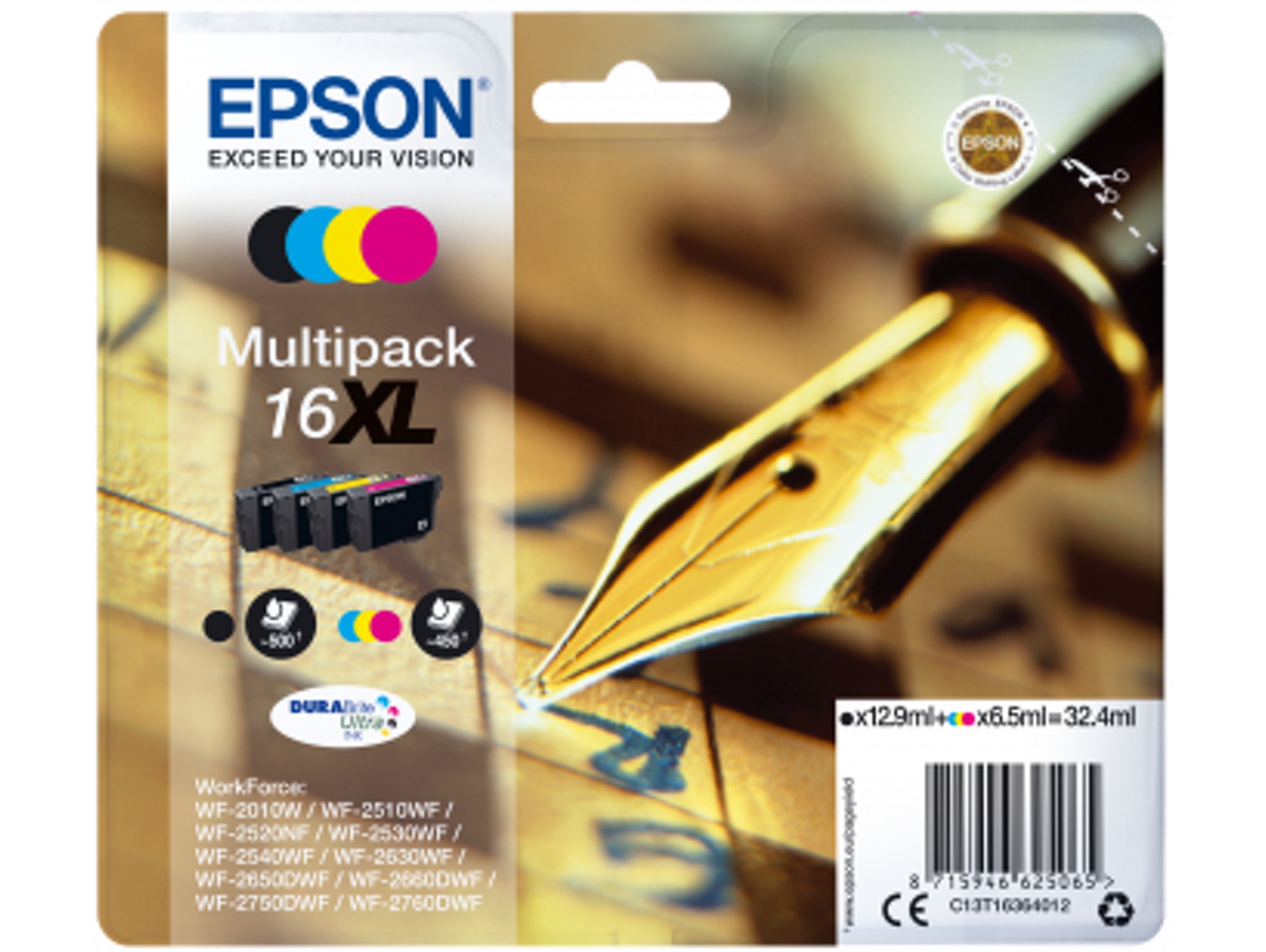 Pack ahorro cartuchos de tinta original EPSON 16XL, Bolígrafo y crucigrama, C13T16364012, T1636