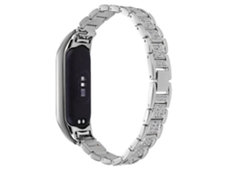 Pulsera Metálica Tres Cuentas Diamantada Plateada Para Xiaomi Mi Band 7