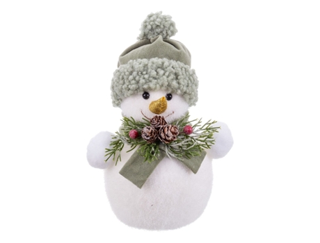 Adorno Navideño Blanco Multicolor Plástico Polyfoam Tejido Muñeco de Nieve 18 x 13 x 25 cm