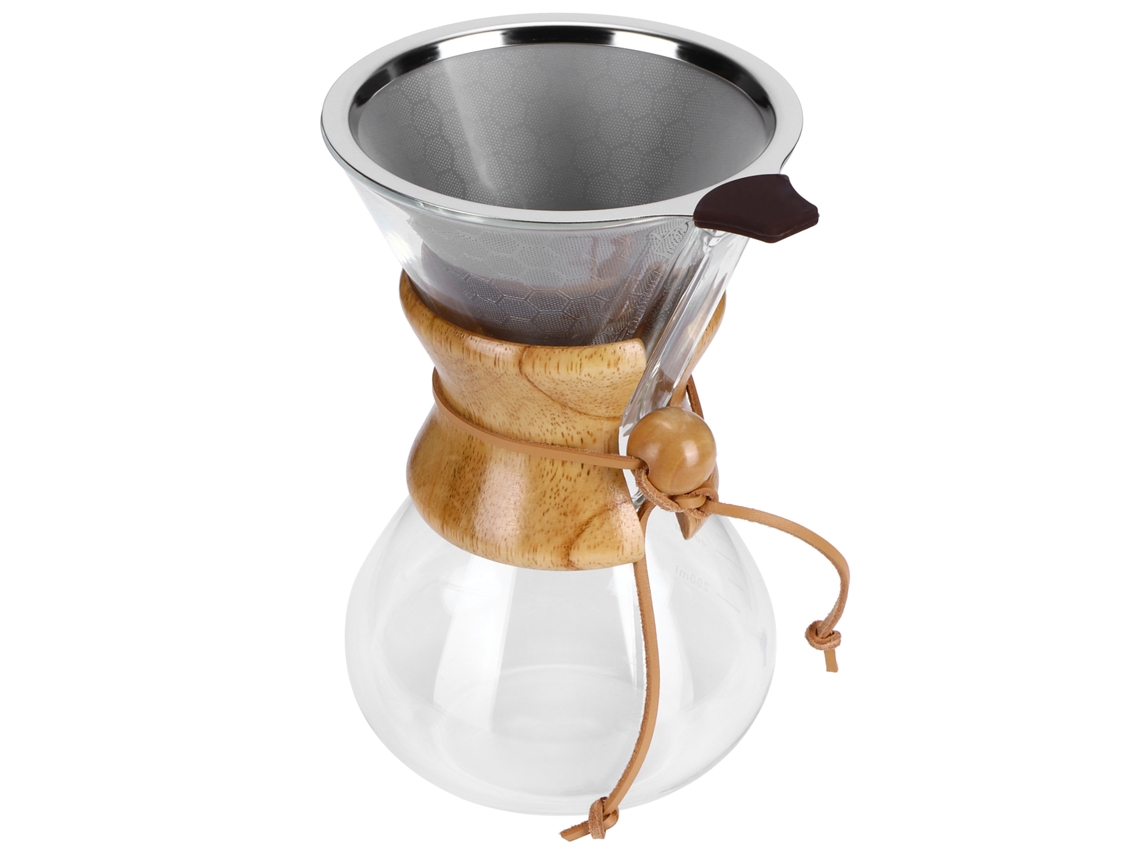 Cafetera con filtro de acero inoxidable y depósito de hielo resistente a altas temperaturas (600 ml)