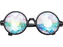 Gafas caleidoscópicas con lentes de cristal de difracción de prisma arcoíris (montura negra)