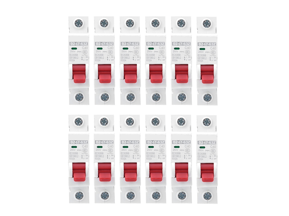 12pcs Interruptor Dz47-63z Dc250v 1p Mcb Protección Circuito Switch 40a Para Fotovoltaica