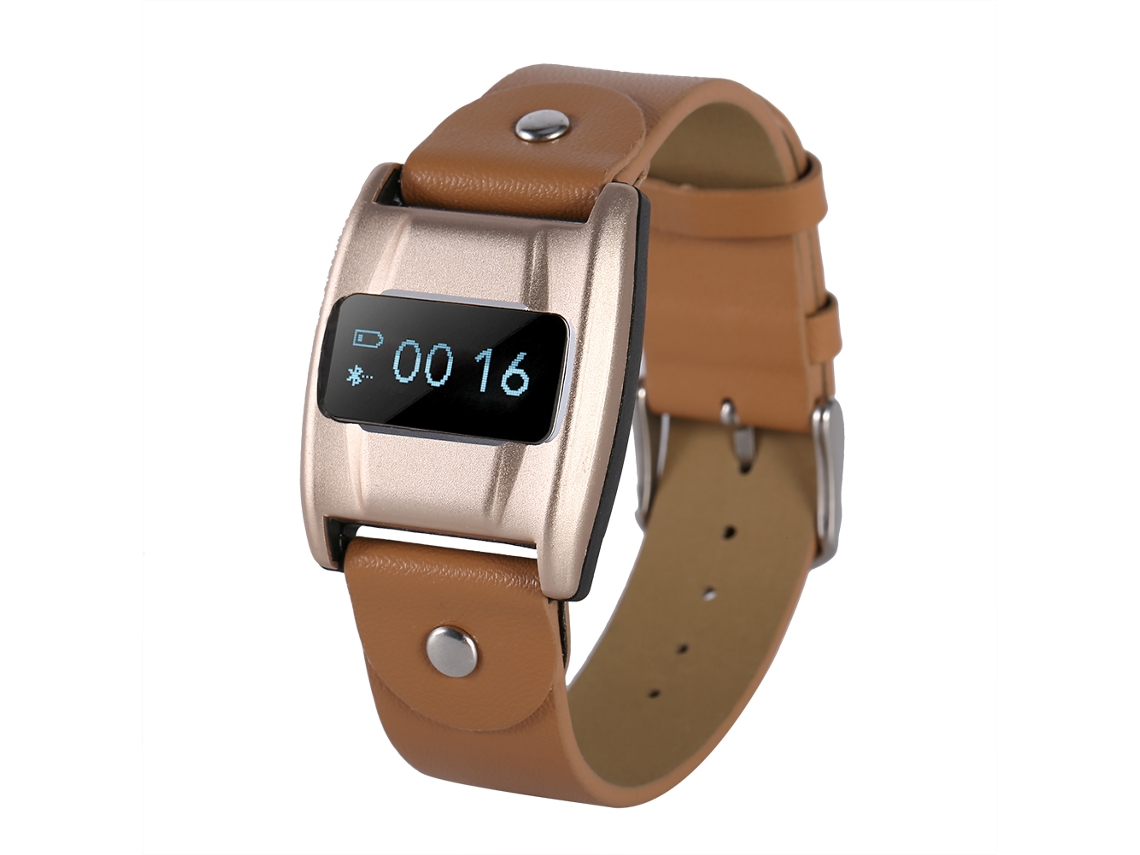 Reloj Inteligente Bluetooth Con Correa De Cuero. Detección De Frecuencia Cardíaca Para Android Ios. Oro