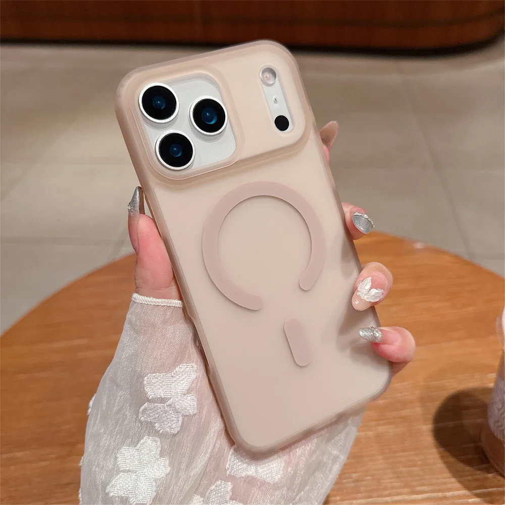 (iphone 16, Dorado) Funda De Carga Inalámbrica Magsafe Transparente Mate Para Iphone