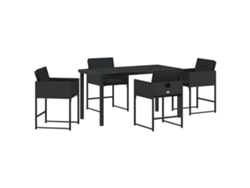 Maison Exclusive - Conjunto De Comedor De Jardín 5 Pcs Negro Ratán Sintético