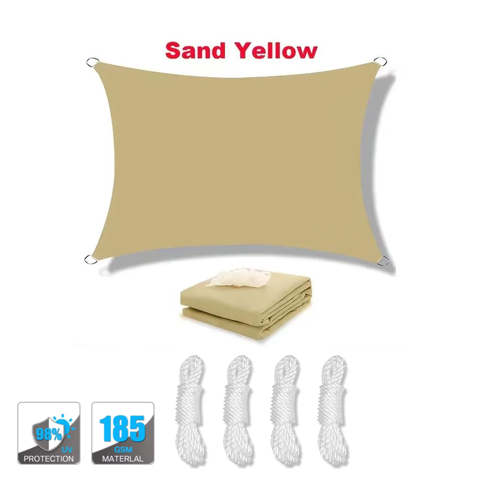 (amarillo Arena, 300x300cm) Toldo Impermeable, Protección Uv Del 95%, Alta Densidad, Transpirable, Apto Para Patios, Piscinas, Etc.