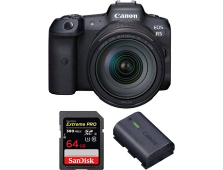 Kit Cámara Mirrorless, Objectivo y Accesorios CANON EOS R5 (45 MP - Sensor: Full Frame - ISO: 100 a 51200)