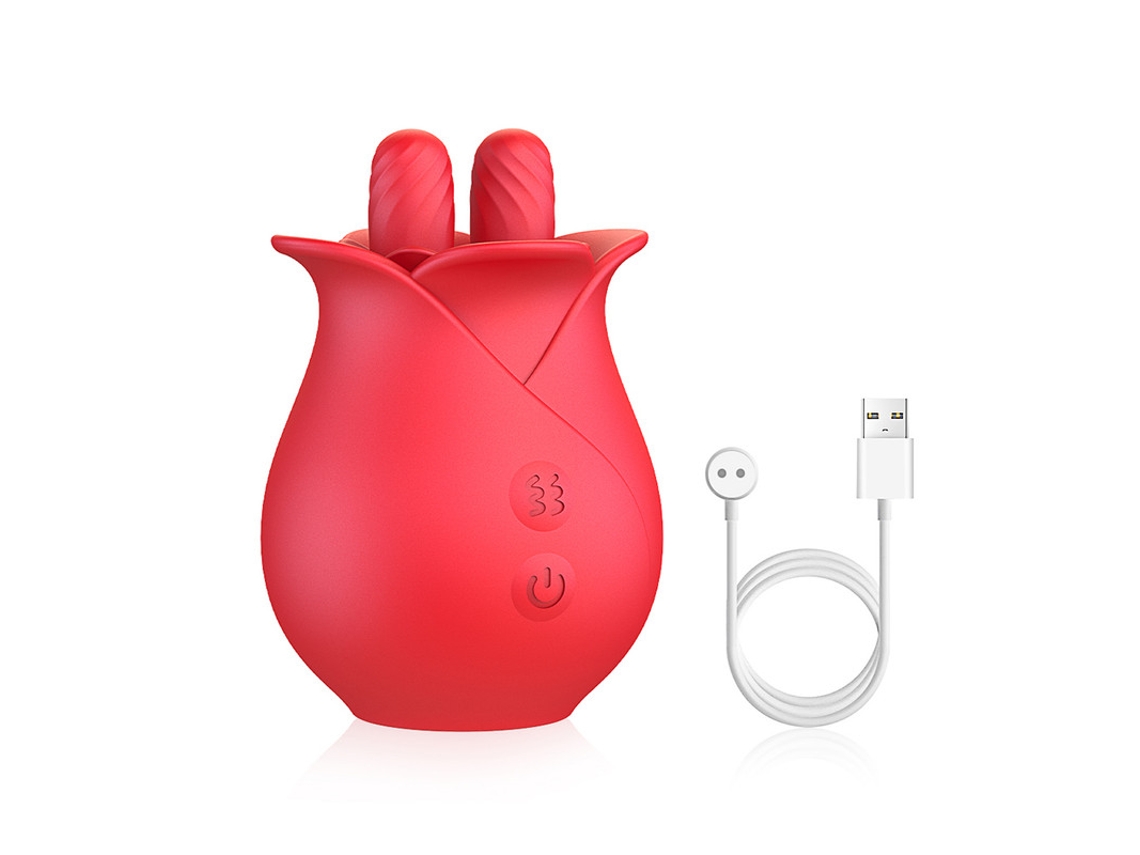 Vibrador de juguete rosa para mujer, estimulador de lamer la lengua del clítoris (rojo) YIZHOOD
