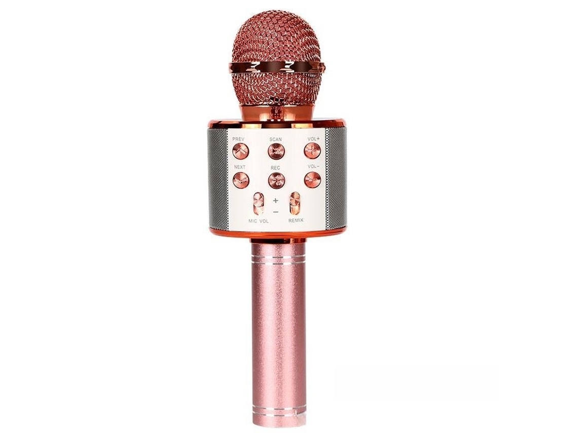 Micrófono de karaoke inalámbrico Bluetooth 5 en 1, estéreo y con 4 efectos de voz. Mdug (oro rosa)