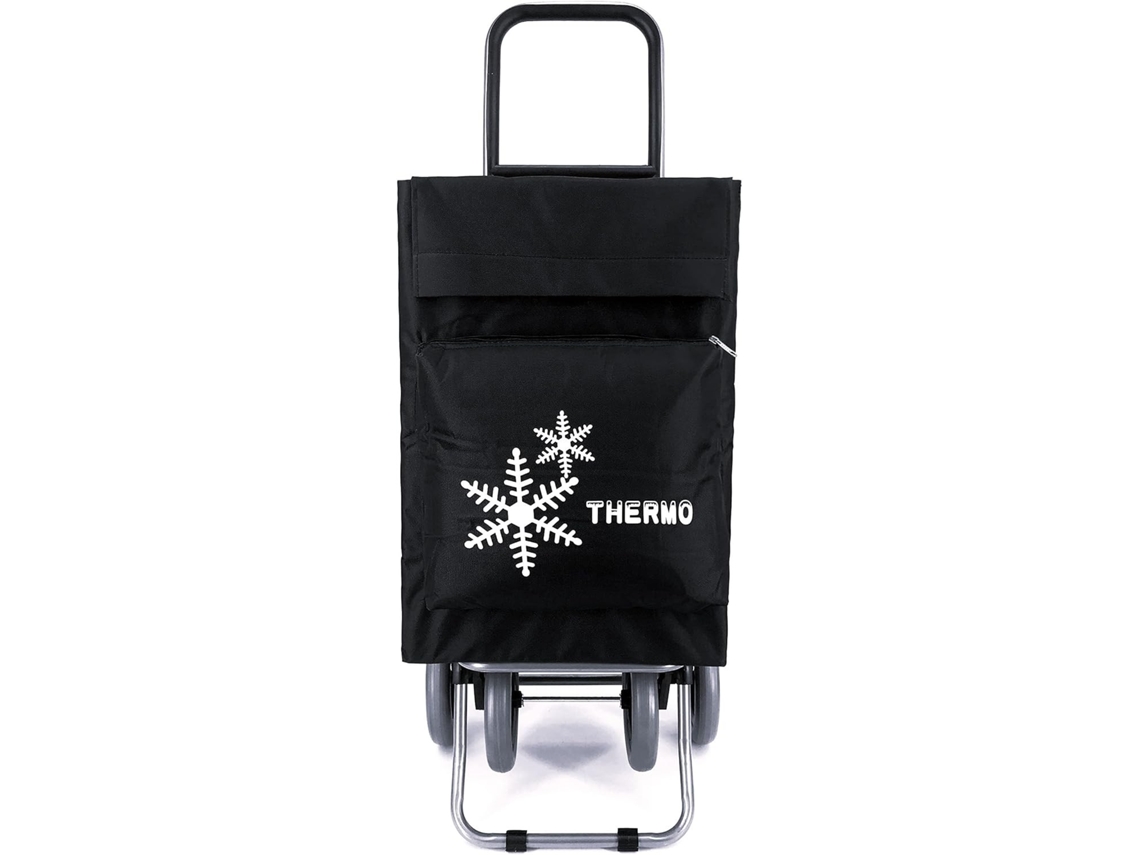 Carro de La Compra Plegable Con Bolsa Térmica 4 Ruedas para Subir Escaleras Bolsa Impermeable Isotérmica de 44L Litros. Negro COSHANO
