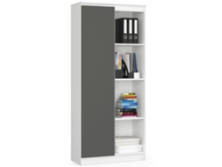 Librería Akord R80 Blanco 80 Cm 1 Puerta Frente En Color Grafito Gris 4 Estantes 80x35x180 Cm