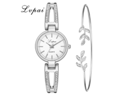 Reloj De Pulsera Ivpai Para Mujer Con Brazalete De Aleación, Cuarzo Con Diamantes De Imitación, Color Blanco Plateado.