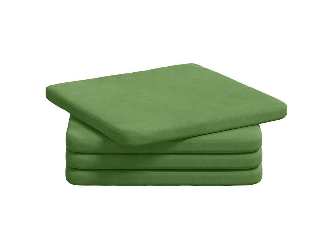 Cojines para asiento, 4 unidades, verde claro, 40 x 40 x 3 cm, terciopelo, HARLANV1
