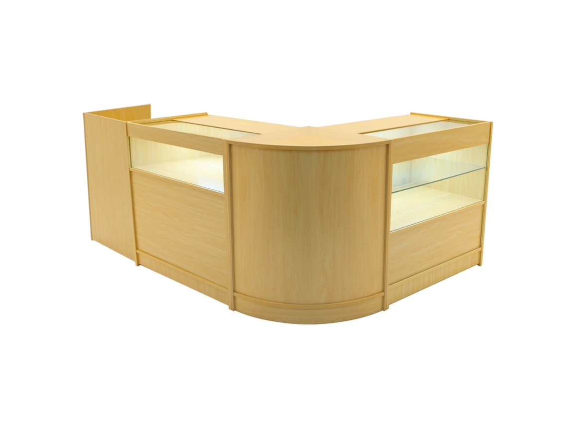 Conjunto de mostrador comercial Gravity | Arce | CM60 B900 C900 TB60 | MDF y vidrio templado | Estanterías MonsterShop