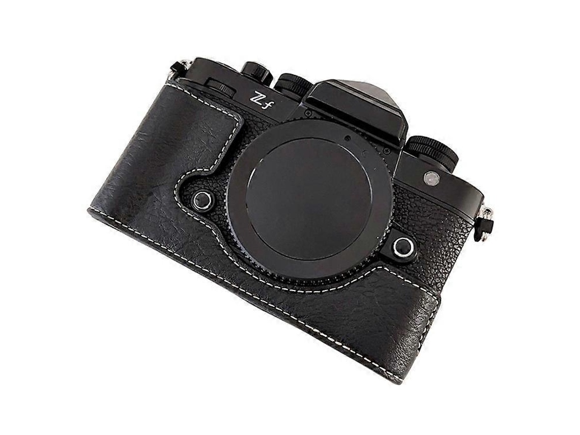 Estuche para cámara compatible con Nikon Zf, medio cuerpo, textura de búfalo, piel sintética, cubierta inferior Facpoet