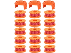 Paquete De 15 Carretes De Hilo Con 3 Tapas Para Desbrozadora Worx Wa0010/wa6531 Henten Home