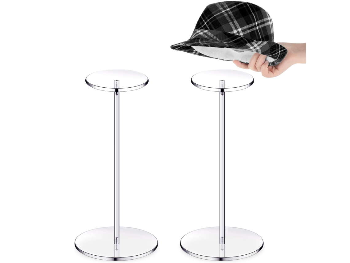 2 Soportes De Sombrero De Acrílico Transparente Y Estantes Para Exhibir Pelucas (base Redonda)