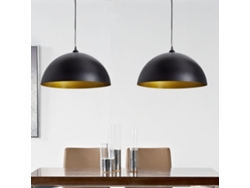 Lámpara Luminarias de Techo 2 Unidades Altura Ajustable Semiesféricos Negro