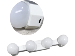 Lámpara De Maquillaje Led Con Ventosa, 4 Bombillas, Iluminación Portátil Para Baño, No Requiere Perforación.