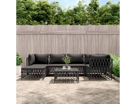 Conjunto 7 de muebles de jardín VIDAXL con cojines acero antracita