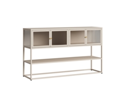 Aparador Säkylä con 4 puertas de cristal, 150x38x90 cm, Camel Steel, [EN.CASA]