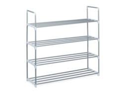 Sistema De Prateleira Relaxdays, 4 Andares, Para 16 Pares, A X L X P: 93 X 90 X 31 Cm, Suporte De Metal, Prateado/branco