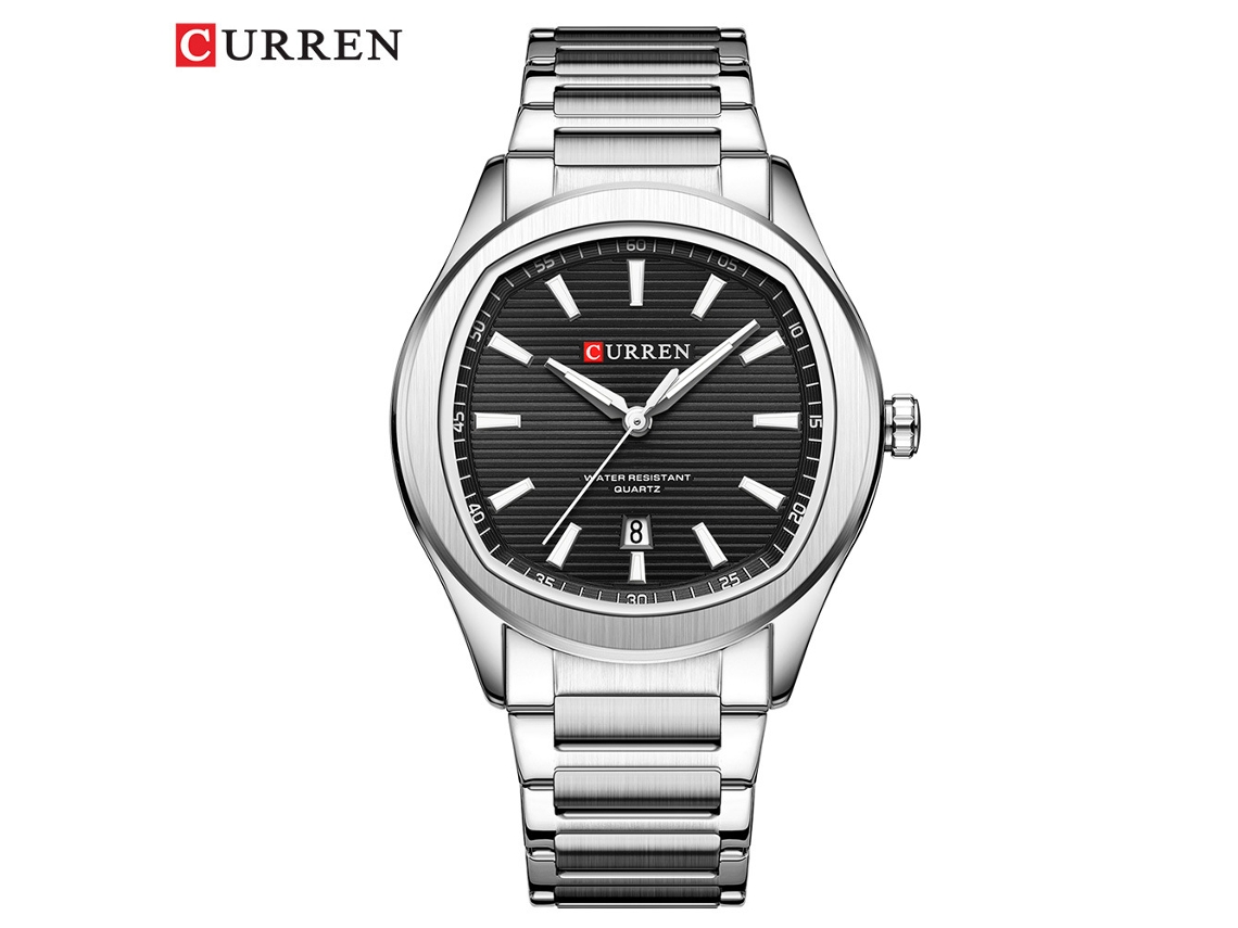 Relógio Masculino Simples À Prova D'água (branco E Preto) Com Calendário, Movimento De Quartzo.