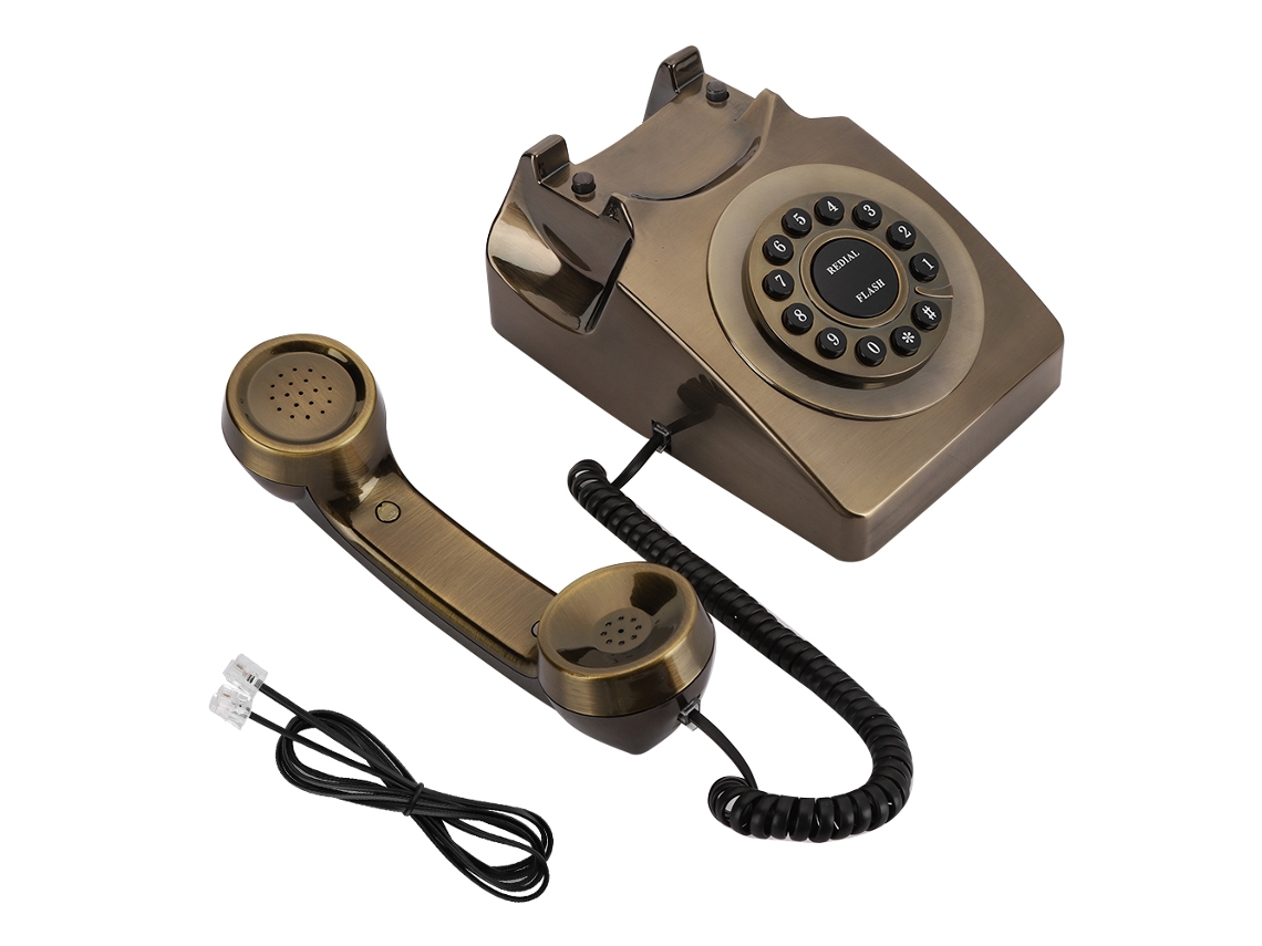 Teléfono Antiguo De Bronce Wx-3123 Línea Fija Claro Decorativo Escritorio Para El Hogar Y La Oficina