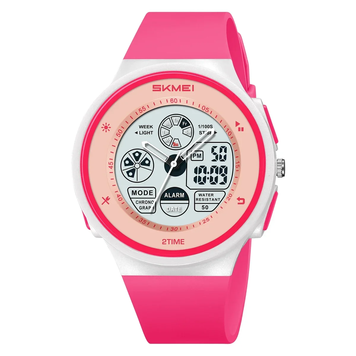 Reloj Deportivo Unisex Informal (rojo Rosado), Resistente Al Agua.