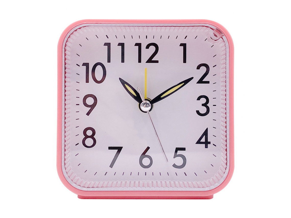 Reloj despertador analógico pequeño y silencioso con función de repetición, luz, funciona con pilas, sin marca.