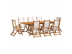 Maison Exclusive - Juego de comedor de jardín de 9 piezas en madera maciza de acacia y textilene