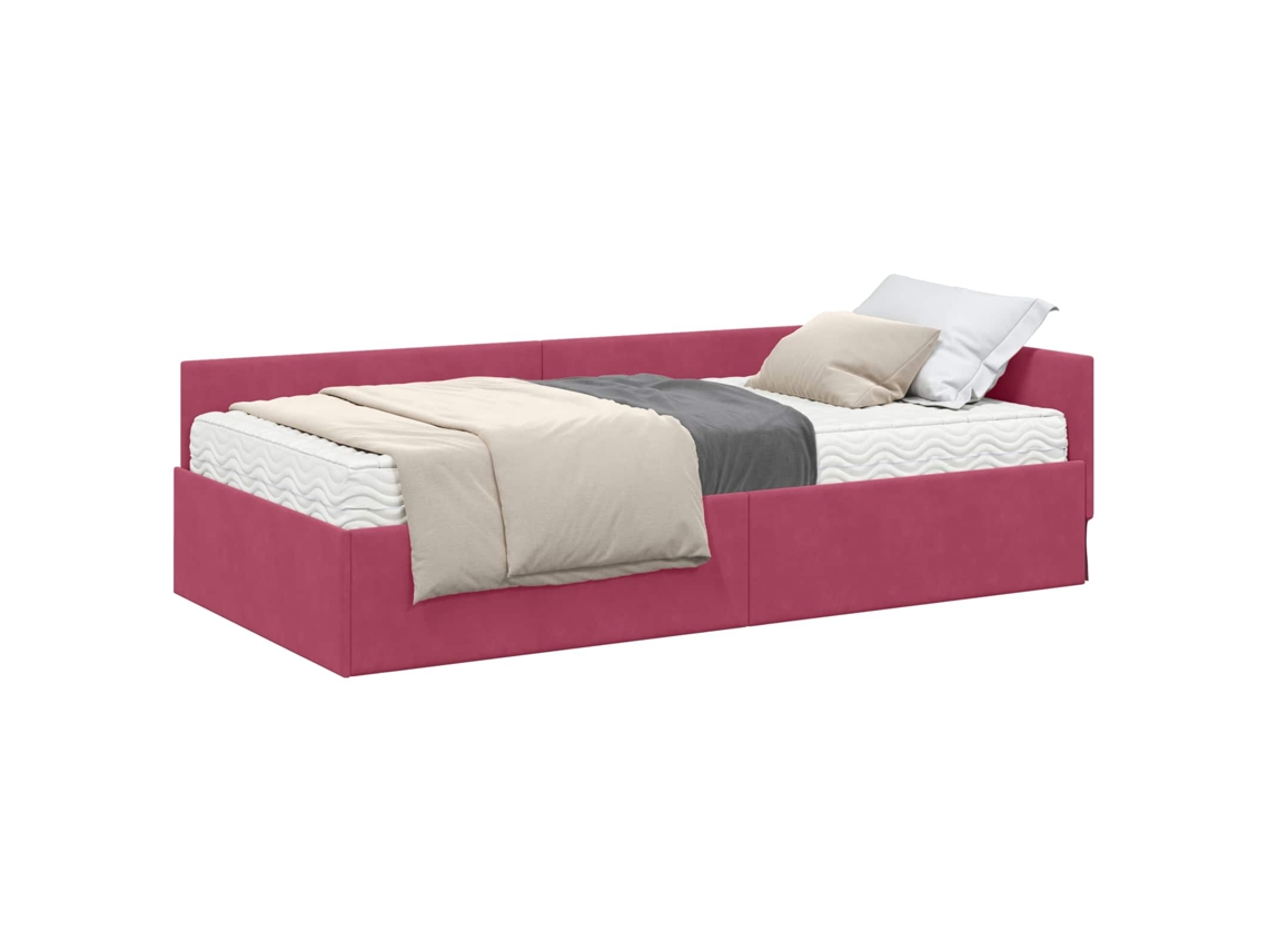 Maison Exclusive - Estructura De Cama Esquina Con Colchón 2 Pcs Verde Terciopelo