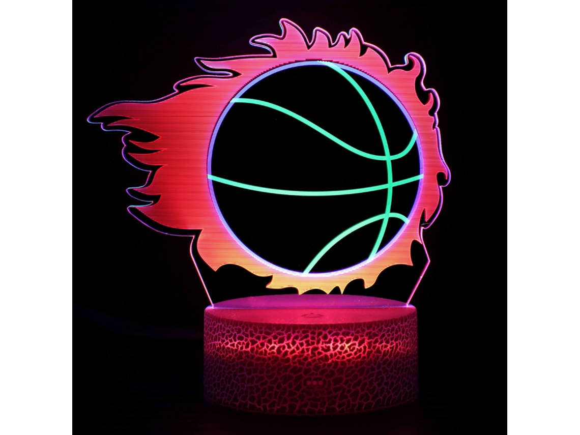 Lámpara De Noche De Baloncesto, 16 Colores Cambiantes Con Control Remoto, Visión Nocturna 3d Estéreo Henten Home